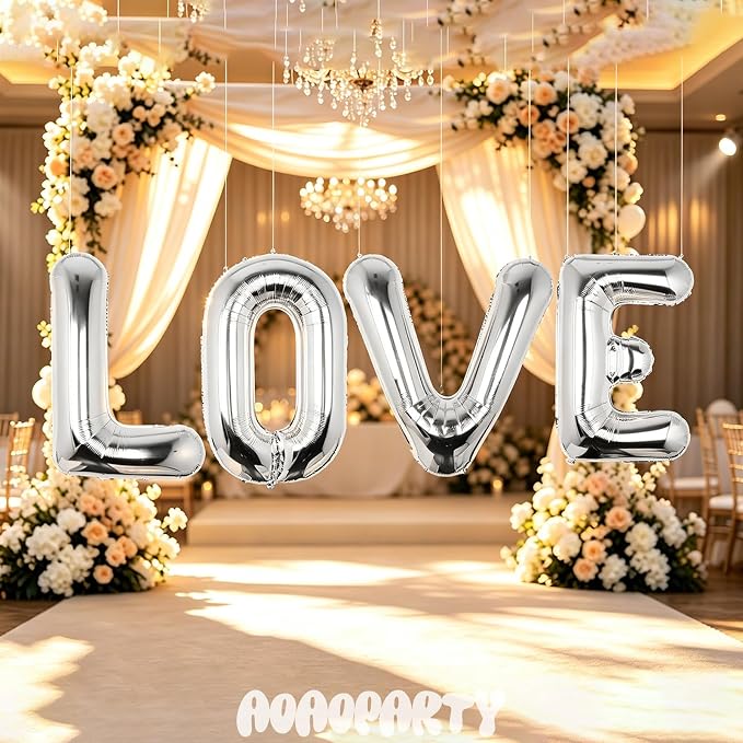 Letter Balloons Silver 40 Inch H Large Big Foil Mylar Balloon | - Image 5