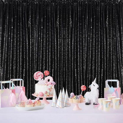 Black Backdrop for Graduation Decorations: 2ftx8ft Black Sequin Halloween | - Image 5