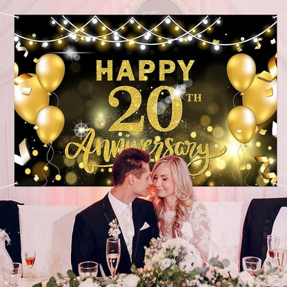 WeBenison Happy 20th Anniversary Backdrop 20th Wedding Anniversary Photography - Image 4