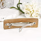 AeraVida Shimmering Iridescent Mosaic White Mother of Pearl Shell Hair Accessory | Flat Wood Clip for Women