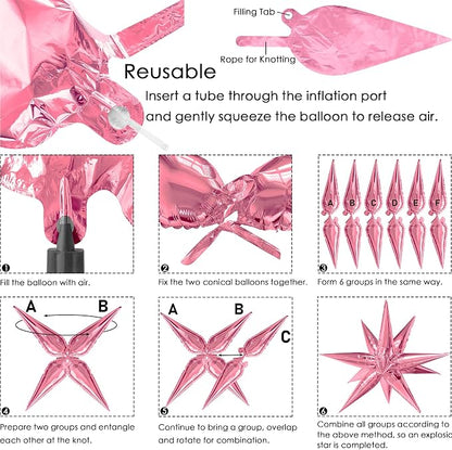 ZAKVOOR 60 Pcs Star Balloons 12 Spike Foil Explosion Party Decoration Balloons - Image 3