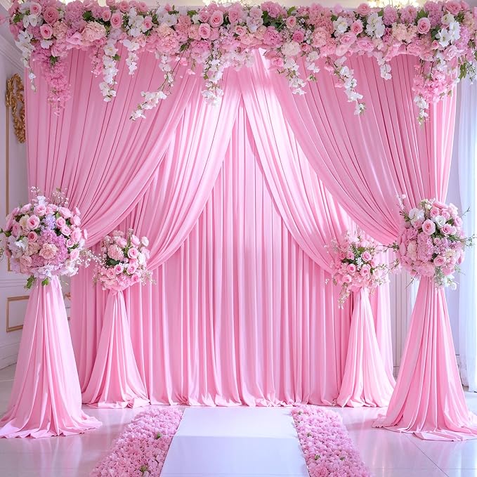 4 Panels Pink Backdrop Curtains - Image 5
