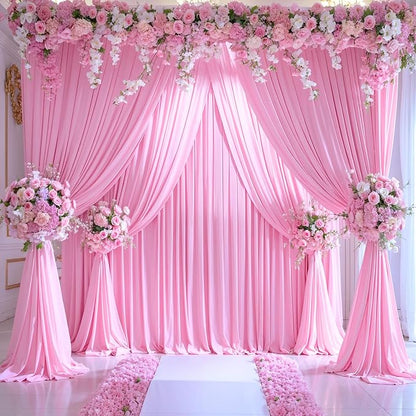 4 Panels Pink Backdrop Curtains - Image 5