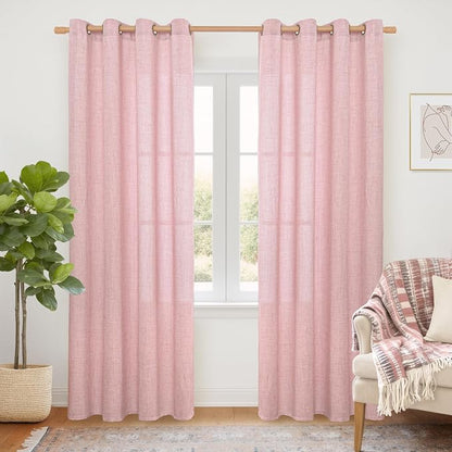 YoungsTex Light Pink Linen Curtains 84 Inch Length by YoungsTex