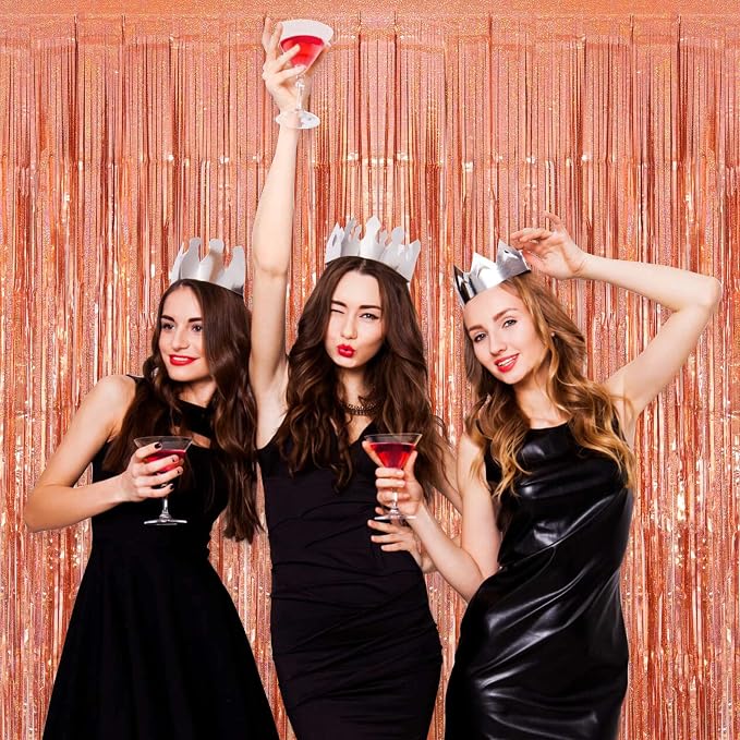 Tinsel Foil Fringe Curtain, 2 Pack Metallic Tinsel Curtain Backdrop - Image 7