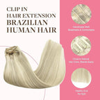 GOO GOO Clip in Hair Extensions Real Human Hair, Remy Human Hair Extensions Clip ins for Women, Natural Human Hair, 14inch 150g 9Pcs, 17A/60A Ash Blonde Highlighted Platinum Blonde