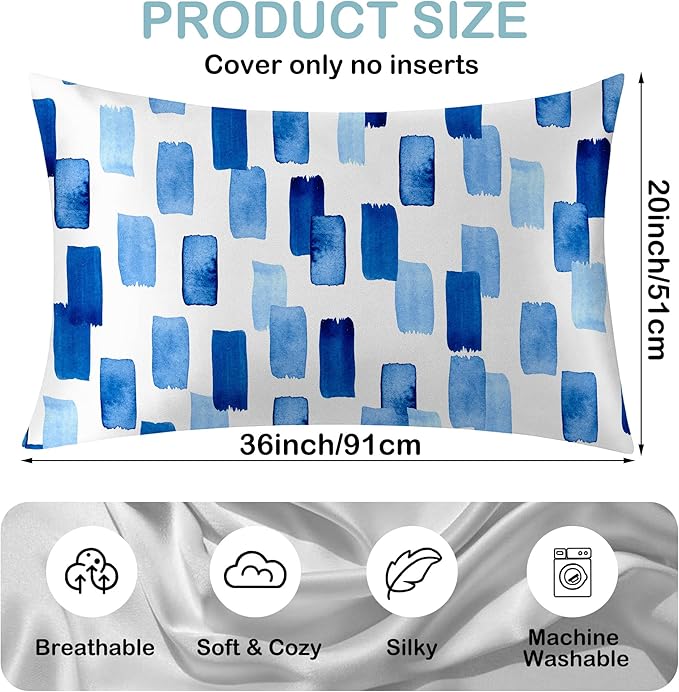 Satin Pillowcase 1 Pack-Modern Style Abstract Blue Silky Pillow Cover for Hair and Skin,King Size 20x36 Inch Soft Cooling Printed Pillow Cases with Hidden Zipper,Gifts for Women Men