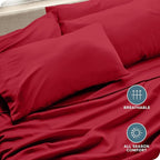 Bare Home Microfiber Bulk Pillow Cases - Standard/Queen Size Set of 4 - Cooling Pillowcases - Double Brushed - Red Pillowcases 4 Pack - Easy Care (Standard - 4 Pack, Red)