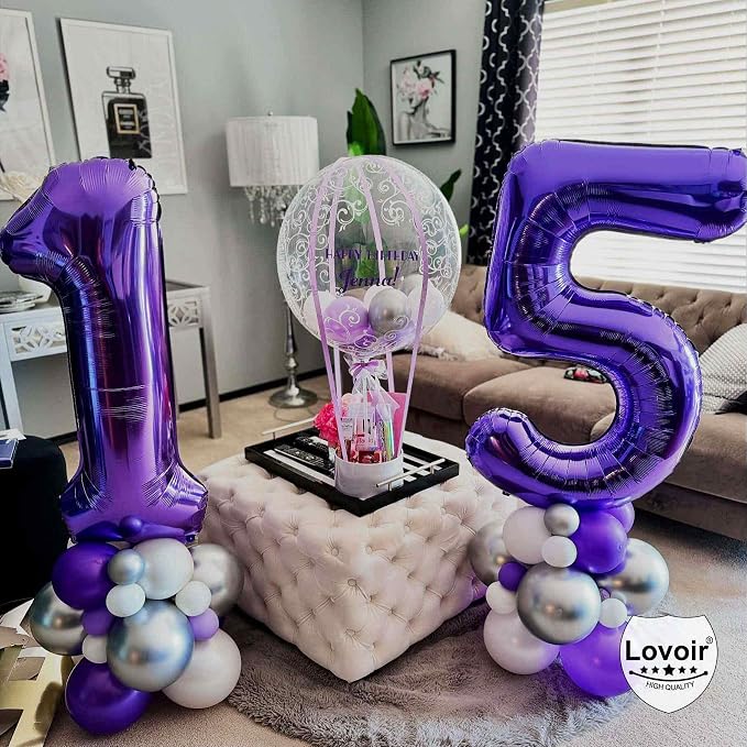 Purple Number 7 Balloons, 40 Inch Giant Number Balloons Foil Mylar Helium - Image 3