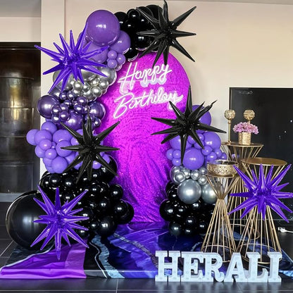 HILAVO 6PCS Purple Black Star Balloons, 22Inch Large Star Shaped Balloon Foil - Image 5