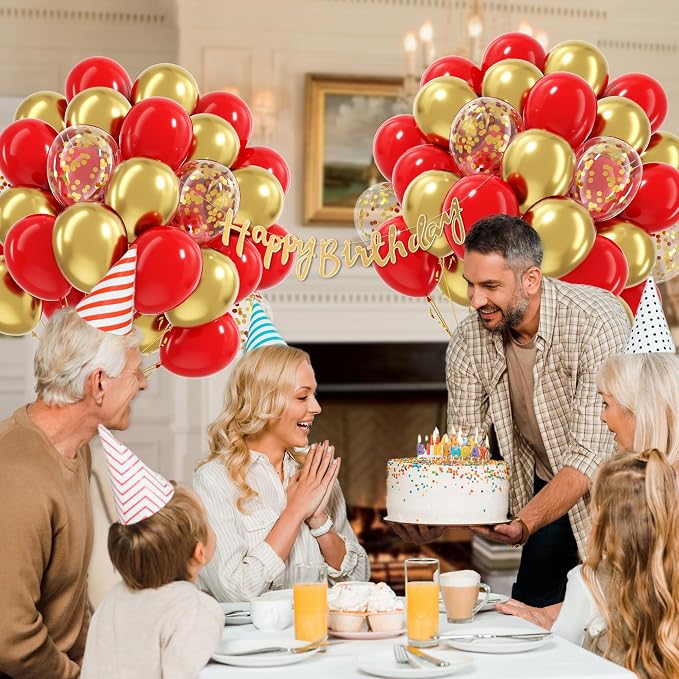 60pcs Red and Gold Balloons 12inch - Image 5