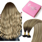 YoungSee K Tip Hair Extensions Human Hair Balayage Ktip Hair Extensions Balayage Dark Brown to Blonde with Brown 16In 1g/s 50g
