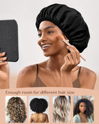 Yanibest Shower Cap Reusable Waterproof - Double Layer Shower Caps for Women, Washable Shower Bonnet with Soft Non-Slip Elastic Band, Bath Hair Hat for Most Hair Types