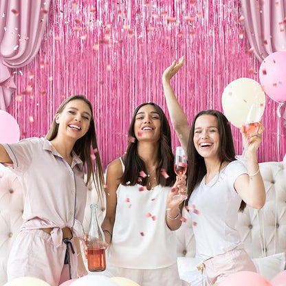 7 Pack 3.3 x 9.9 ft Pink Foil Fringe Curtains Streamers Party Decorations | - Image 5