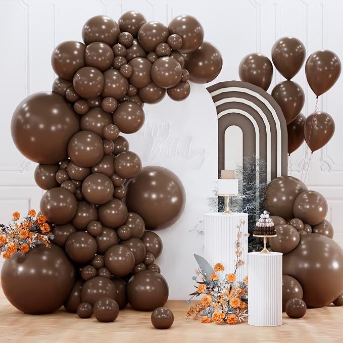 PartyWoo Dark Brown Balloons 155pcs Boho Coffee Neutral Color | 18 12 10 5 Inch by PartyWoo