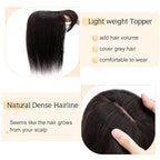 SEGO Hair Toppers for Women Real Human Hair With Bangs, 7 * 13CM Silk Base 100% Remy Human Hair Clip in Top Wiglet Hairpieces Add Volume /14 Inch Natural Black