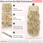 KooKaStyle Beach Blonde Hair Extensions Clip in Synthetic Highlight Hair Extensions Long Wavy 4PCS Thick Hairpieces 20 Inch for Women