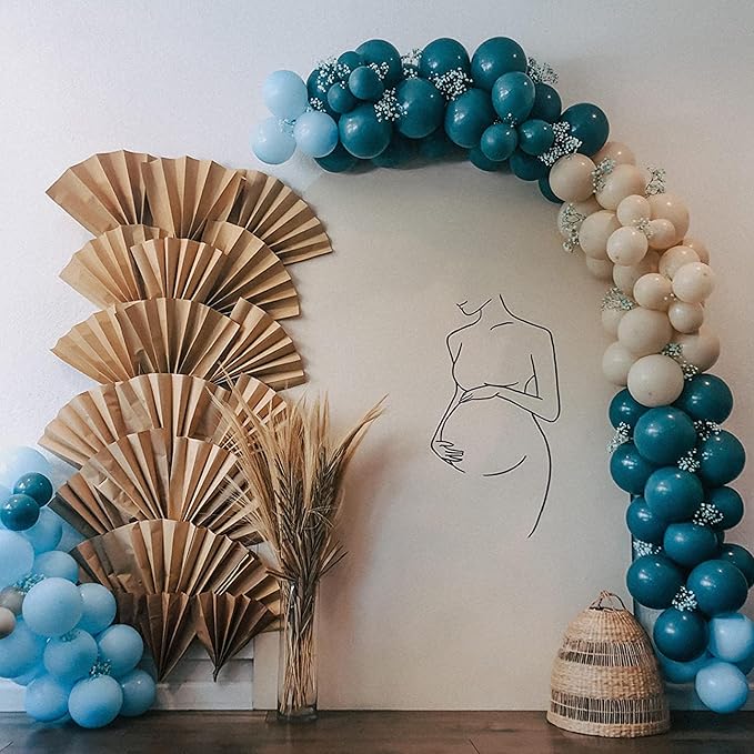 Dusty Blue Balloon Set, 60 Packs 12 Inches Metallic Chrome Gold Macaron Blue - Image 4