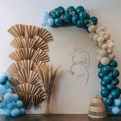 Dusty Blue Balloon Set, 60 Packs 12 Inches Metallic Chrome Gold Macaron Blue - Image 4