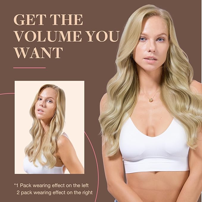 GOO GOO Clip in Hair Extensions Real Human Hair, Remy Human Hair Extensions Clip ins for Women, Natural Human Hair, 24 Inch 170g 7Pcs, 8A/22 Medium Brown Highlighted Golden Blonde