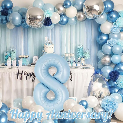 Light Blue Number 8 Balloon, 40 Inch Big Large Foil Number Balloons, Giant - Image 6