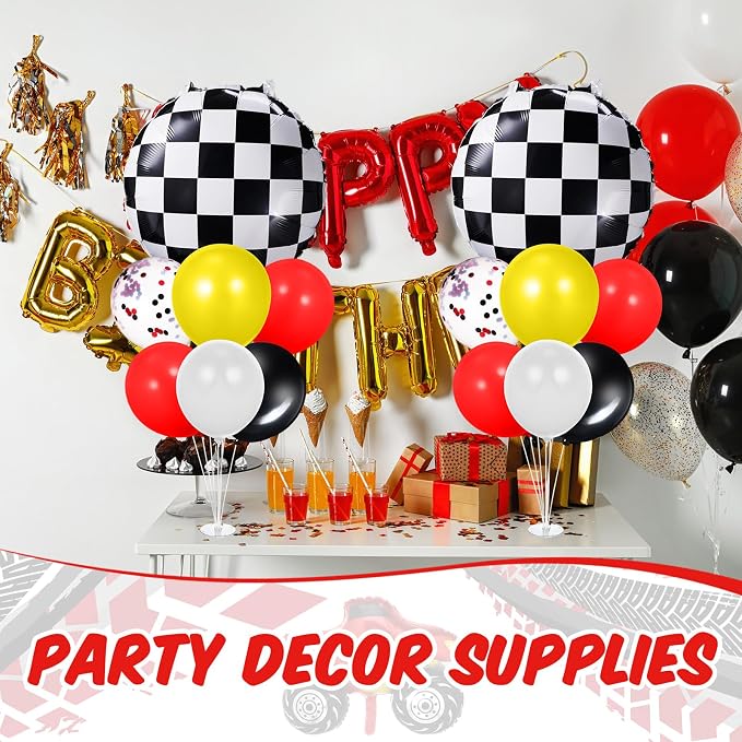 4 Sets Race Car Party Balloons Stand Kit Racing Car Table Centerpieces Decor - Image 5