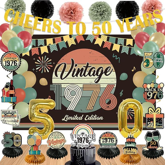 Vintage 47Pcs 50th Birthday Decorations by Unknown