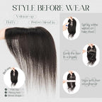 Hairro Toppers Hairpieces For Women Wispy Air Clip On Bangs Remy Short Black Lace Topper 3D Cover Wiglet 11 Inches 21g #1B