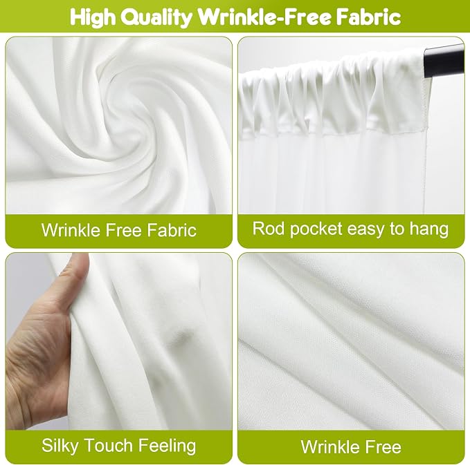Ivory Backdrop Curtain for Wedding Parties Backdrop Drapes 10x10FT | Wrinkle - Image 3
