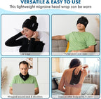 Headache Hat Halo - Migraine Relief Cap Long Lasting Cooling Ice Pack Mask - Cold Compress Head Wrap for Tension, Stress & Hangover Natural Cooling Therapy