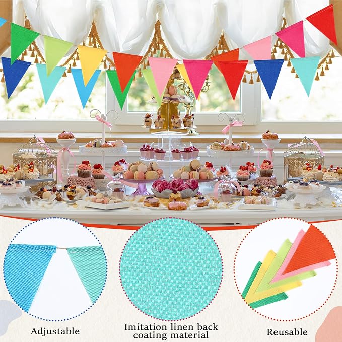 HESTYA 42 Pieces Colorful Pennant Banner Flag Multicolor Bunting Triangle - Image 4