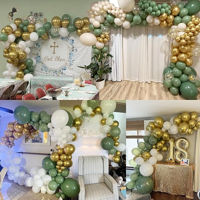 110pcs Sage Green and Metallic Balloons Garland Arch Kit, 18/12/10/5 Inch | - Image 2