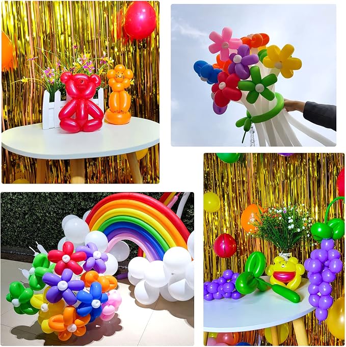 Purple 260 Long Skinny Twisting Animal Balloons, Rainbow Balloons - Image 8