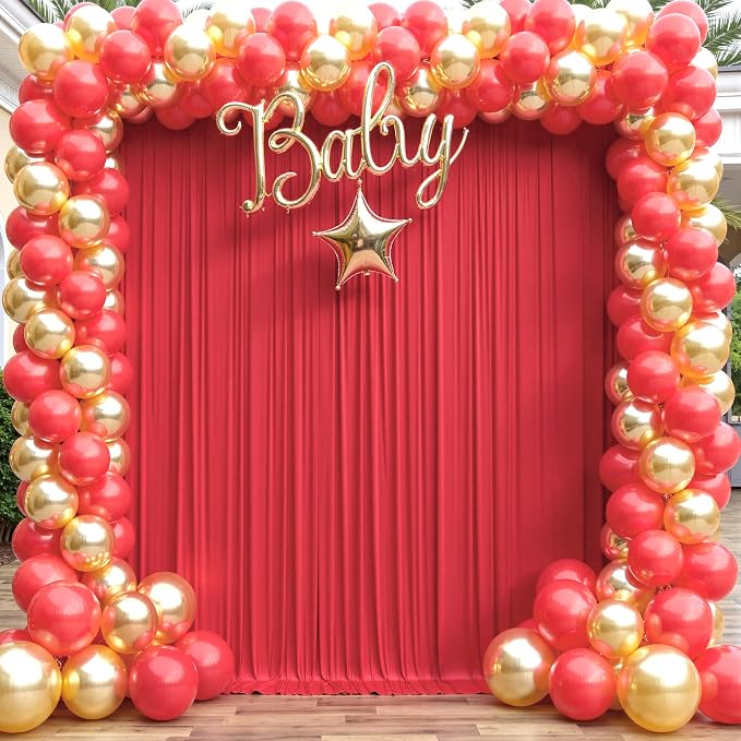10×14ft Wrinkle Free Red Backdrop Curtain - Image 3