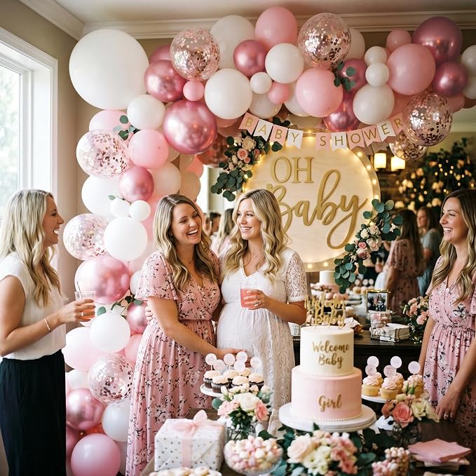 154 PCS Pink and White Balloon Arch Kit, Different Sizes - Image 4