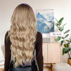 Honey Blonde Wig for Women Long Wavy 4x1 Lace Natural Hairline Glueless for Beginners Middle Part Synthetic for Daily Party Use 26Inch