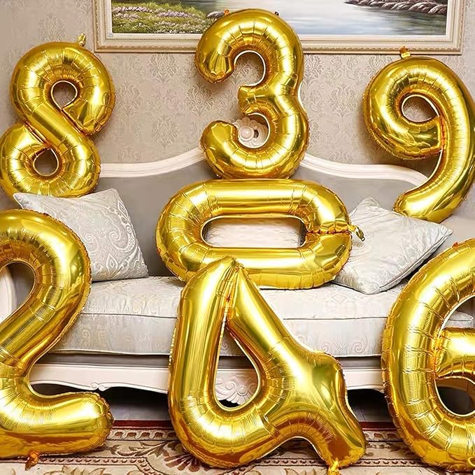 Jonhamwelbor 40 Number Balloons Gold Big Foil Mylar Giant Jumbo 40 Balloons - Image 4