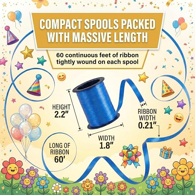 Playbees Curling Ribbon, 12 Rolls of 60-Ft Balloon String - Image 2