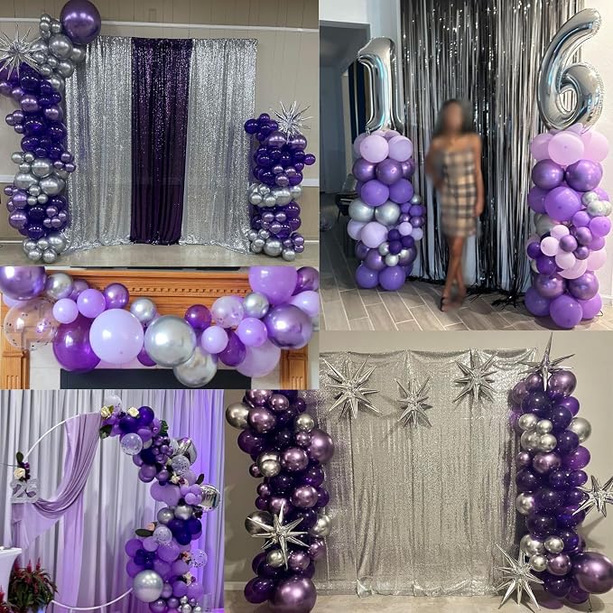 Purple Balloons Set 60 Pcs Dark Purple and Silver Balloons 12 Inch Royal Purple - Image 7