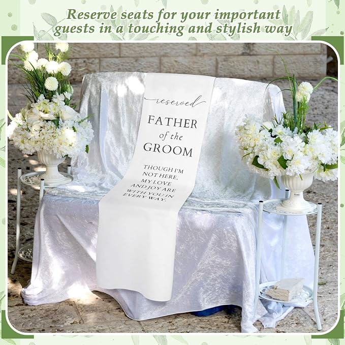 HunnmingRe Father of the Groom Wedding Memorial Reserved Chair Sign Banner in - Image 7