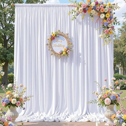 60×14 ft White Wrinkle Free Backdrop Curtain, Soft Silky Polyester Wedding - Image 7