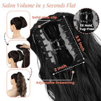 Ponytail Extension, 18 Inch Claw Clip Ponytail Extensions for Women Wavy Ponytail Hair Extension Jaw Clip on Pony Tails Hairpiece Fluffy Natural Synthetic for Daily Use (Natural Black)