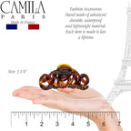 Camila Paris CP1380 French Hair Clip for Women, 3.25 inch Girls Hair Claw Clips Jaw Tortoise Cellulose, Fashion Durable and Styling Hair Accessories for Women, Strong Hold No Slip Grip, Made in France