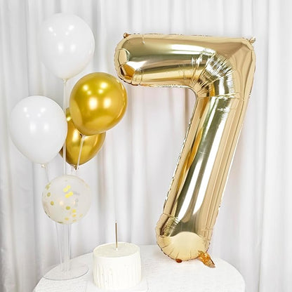 40 Inch Light Gold 7 Number Balloons Large Champagne Gold Number | White Gold - Image 4
