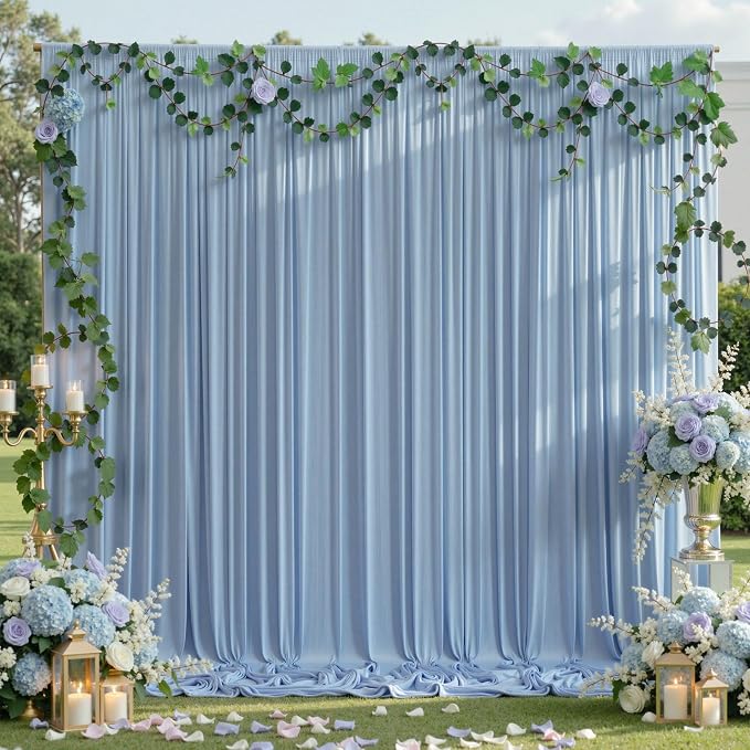 20ftx10ft Wrinkle Free Dusty Blue Backdrop Curtains - Image 6