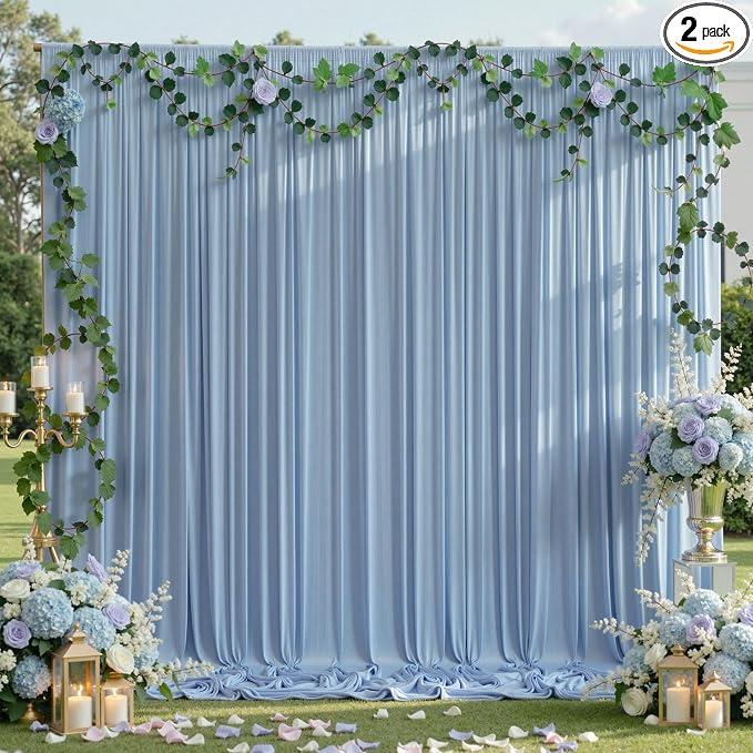 10ftx10ft Wrinkle Free Dusty Blue Backdrop Curtains by ENJOYYOURPARTY