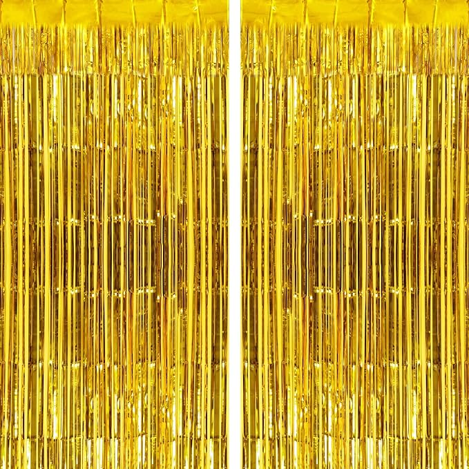 2 Pack Fringe Curtains Foil Shiny Fringe Backdrop Tinsel Door Streamers Foil by TOTAFAM
