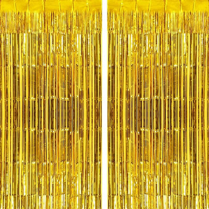2 Pack Fringe Curtains Foil Shiny Fringe Backdrop Tinsel Door Streamers Foil by TOTAFAM