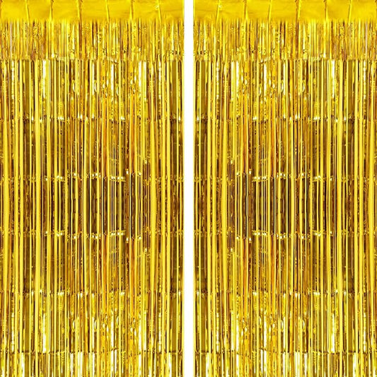 2 Pack Fringe Curtains Foil Shiny Fringe Backdrop Tinsel Door Streamers Foil by TOTAFAM