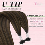 YoungSee U Tip Hair Extensions Darkest Brown Balayage 18IN Utip Hair Extensions Human Hair Ombre Darkest Brown with Medium Browns Fusion Hair Extension K Tips Hair Extension Real Human Hair 50G 50s